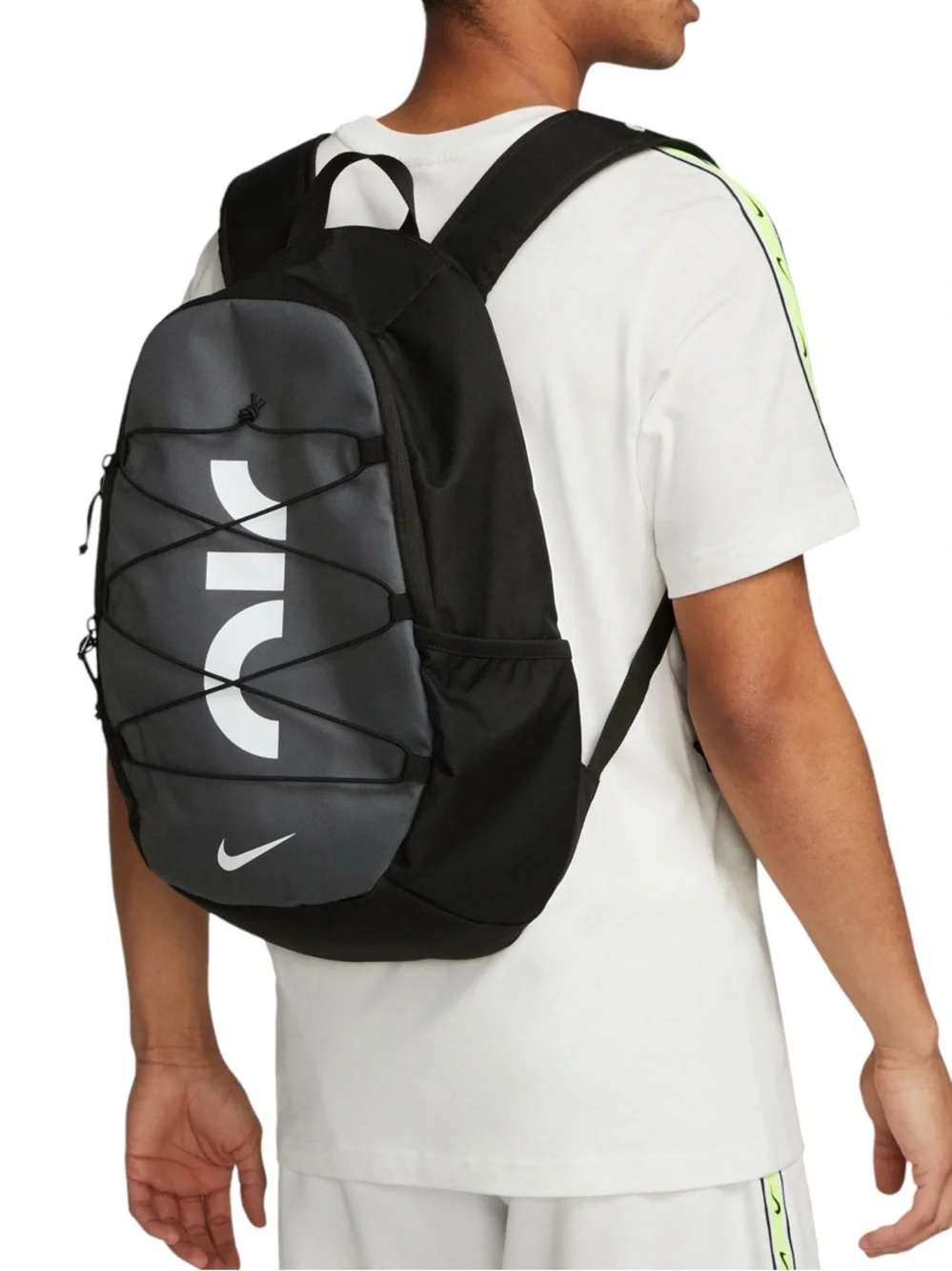 Nike Air Max Backpack 21L Large Book Bag bungee cord front zip black gray NWT